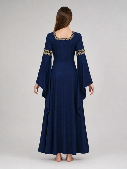 Long Medieval Dress with Flared Sleeves