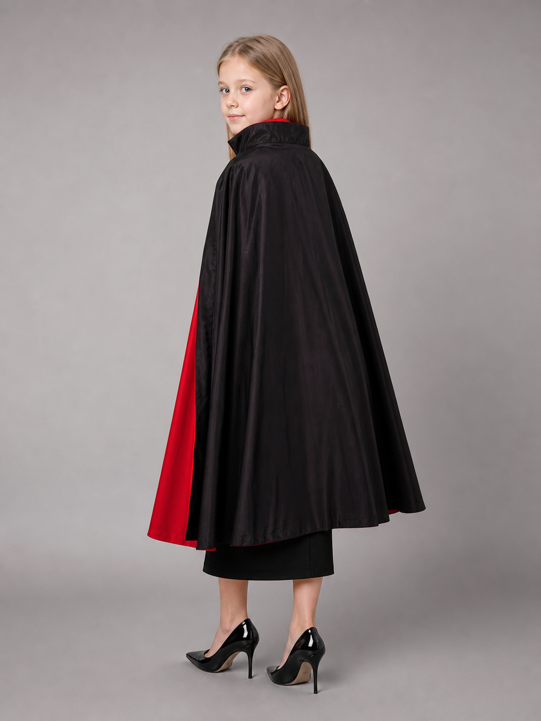 Long Black and Red Gothic Carnival Cloak