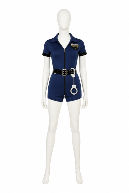 Police Jumpsuit with Cap and Handcuffs back view
