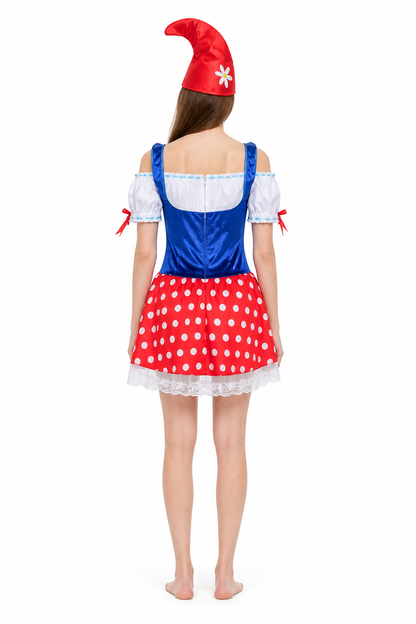 Oktoberfest Carnival Costume with Dress and Hat back view