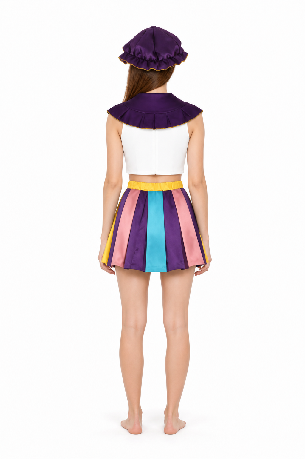 Cosplay Costume: Top, Skirt, Hat, and Collar back view