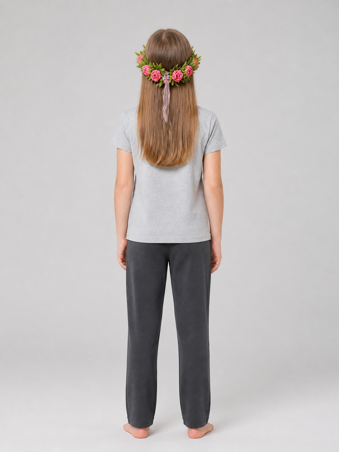 Floral Carnival Headband with Pink Flowers for Celebrations back view