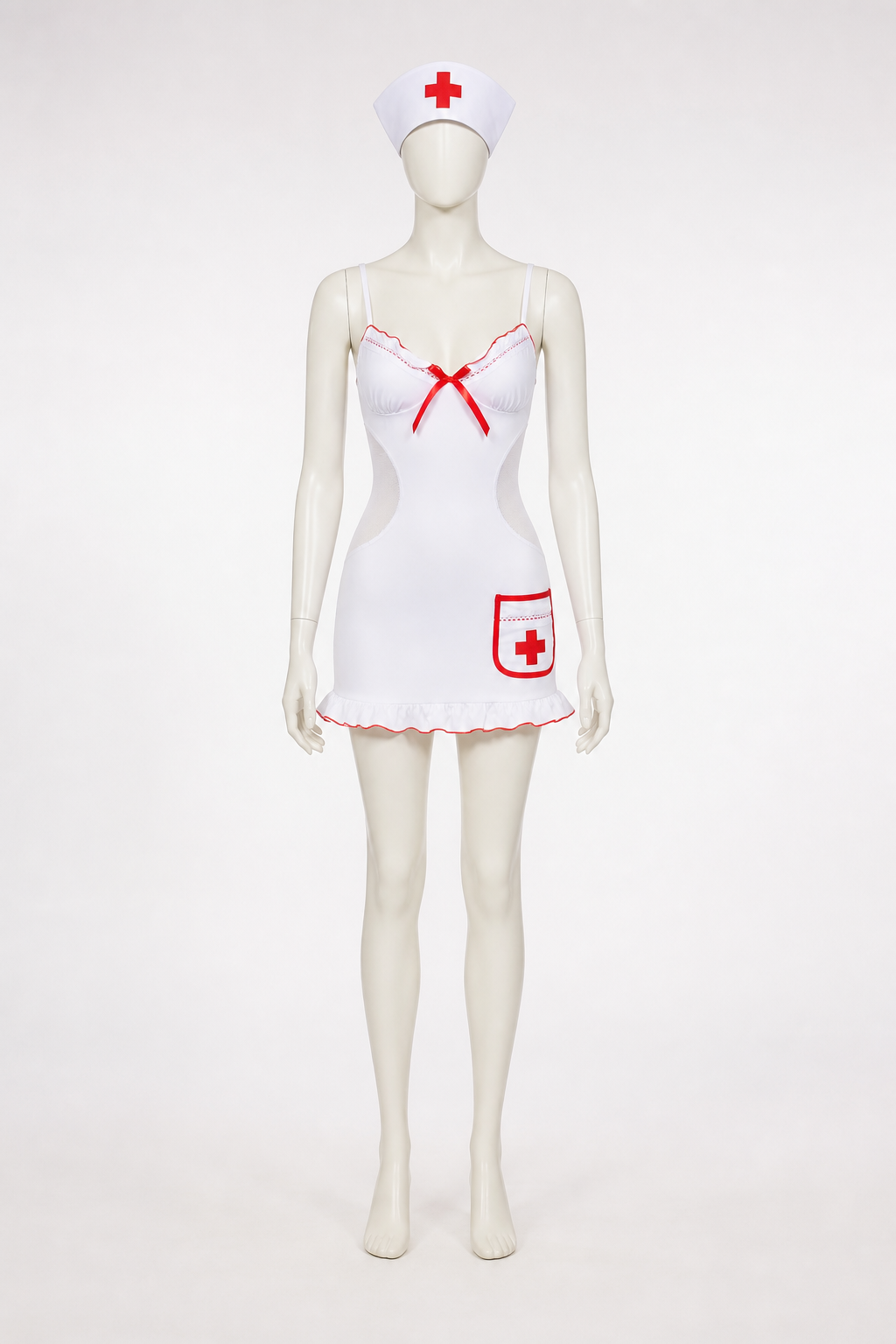 White Medical Costume with Red Trim back view