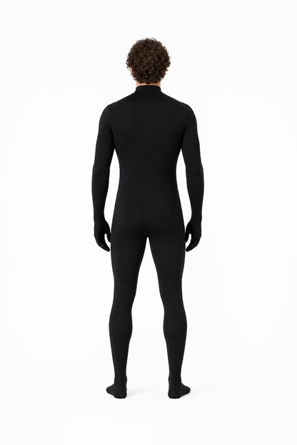Form-Fitting Jumpsuit with High Neck and Long Sleeves back view