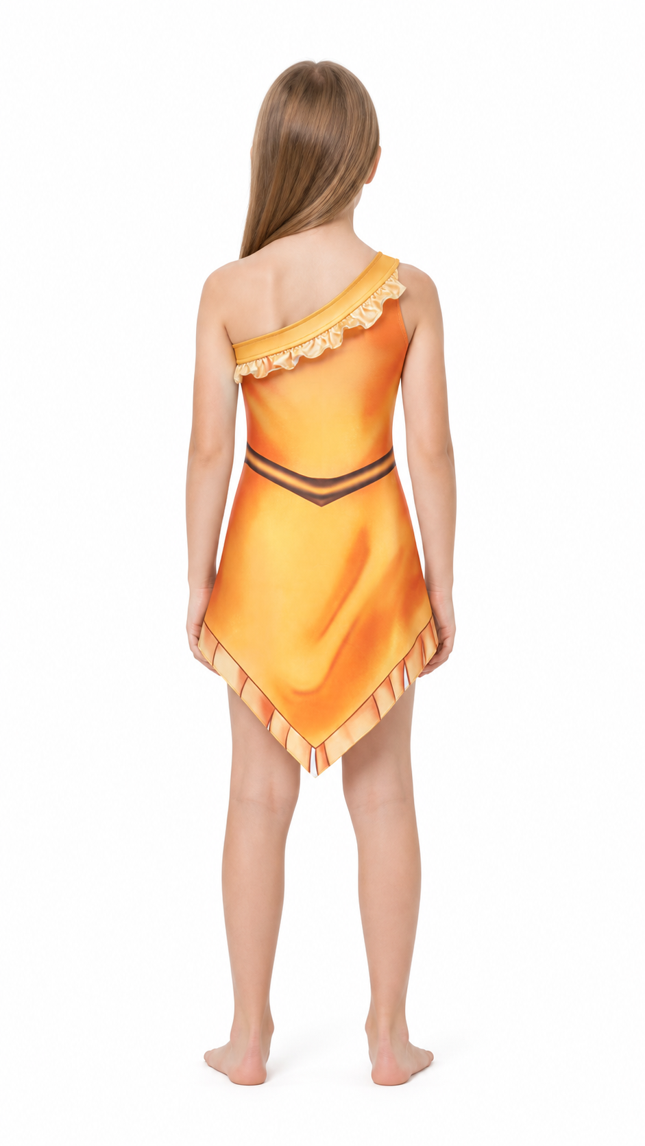 One-Shoulder Pocahontas Dress with an Asymmetrical Hem