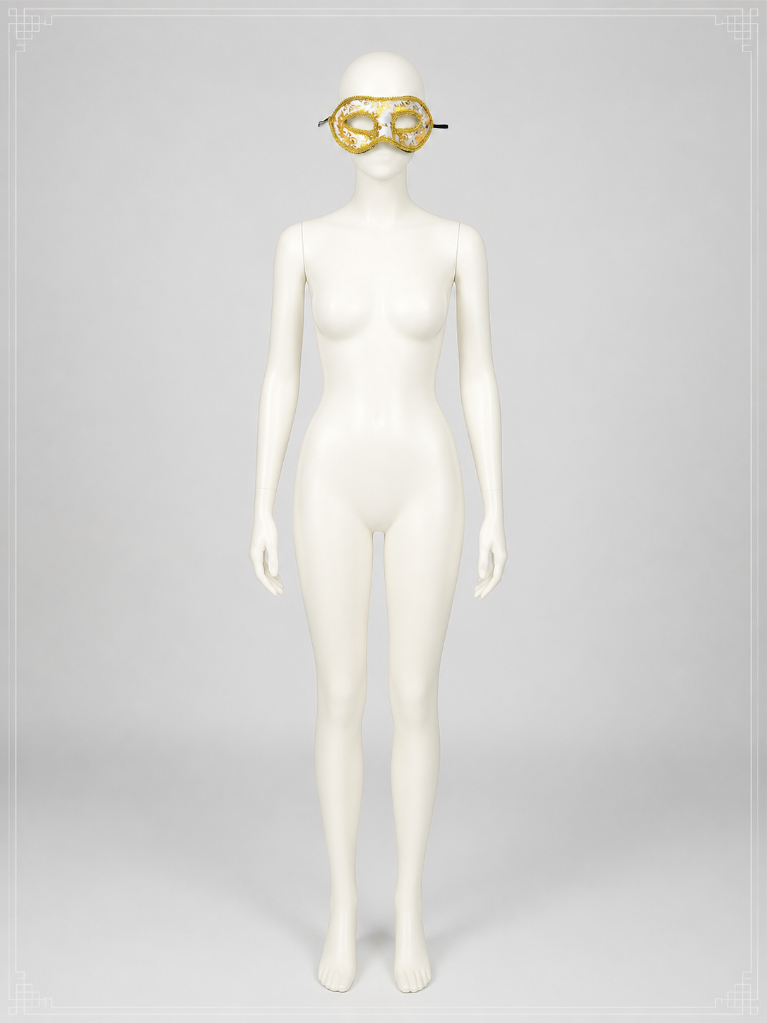 White and Gold Carnival Mask for Halloween and Cosplay back view
