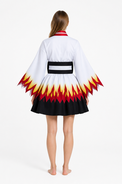 Kimono-Style Dress with Flame Print for Cosplay back view