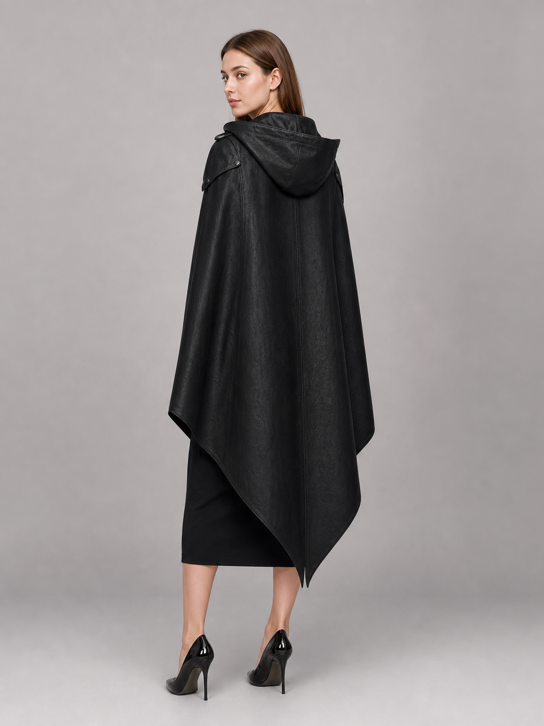 Black Gothic Carnival Cloak with Hood