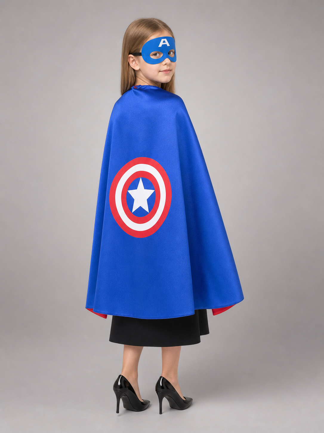 Blue Carnival Cape with Superhero Mask