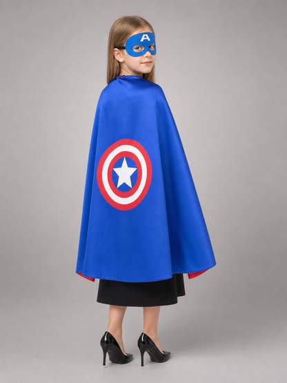 Blue Carnival Cape with Superhero Mask