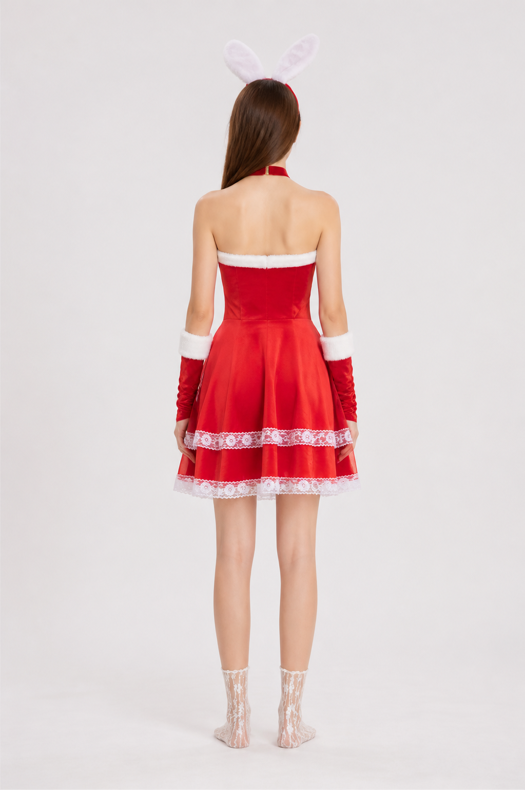 Christmas cosplay costume with ears and lace