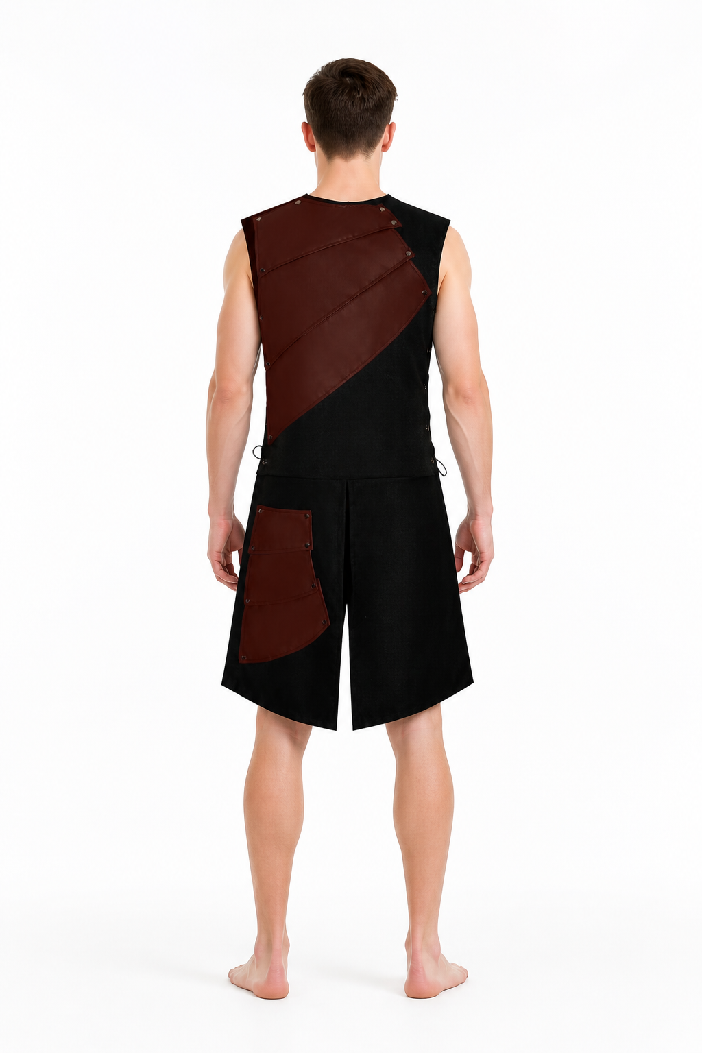Sleeveless Dress with Asymmetrical Overlays back view