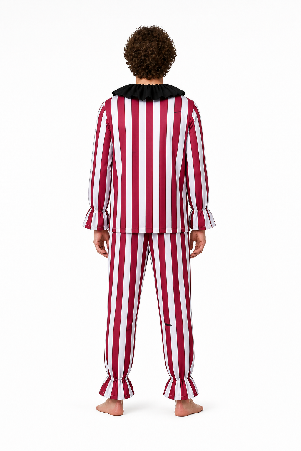 Red-and-White Striped Clown Costume, 2-Piece