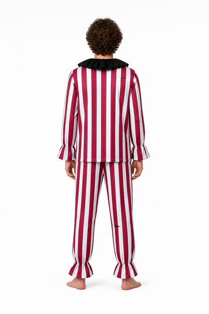Red-and-White Striped Clown Costume, 2-Piece