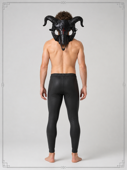Black Goat Skull Carnival Mask for Halloween back view