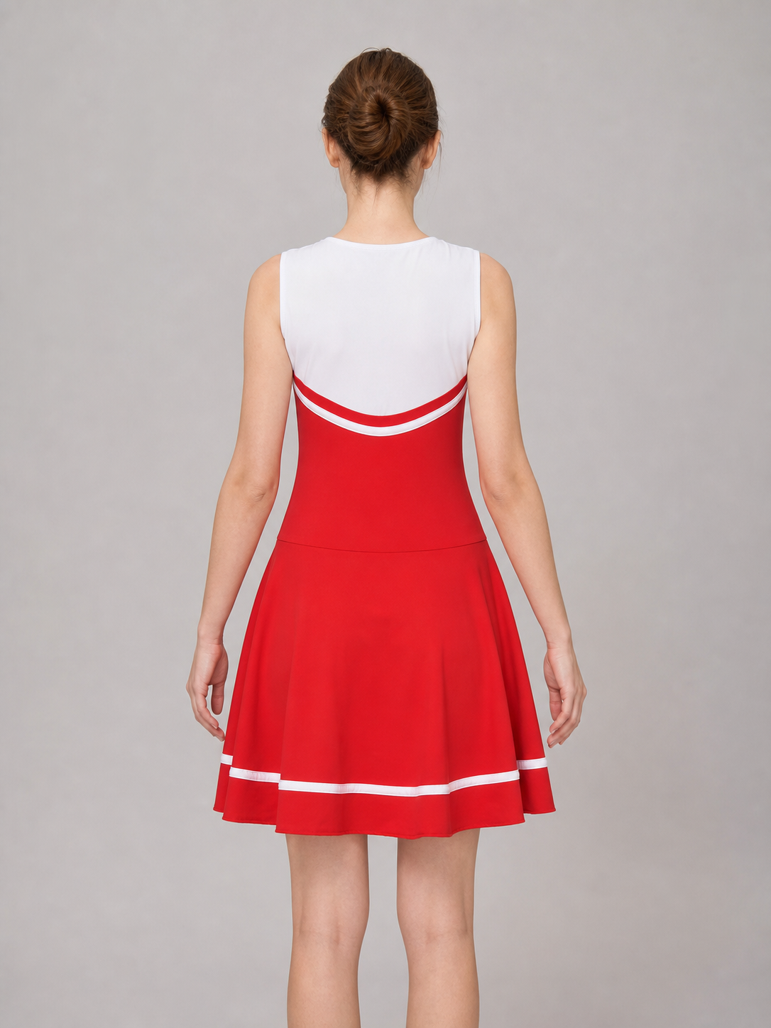 Red and White “Cheer” Stage Performance Dress back view