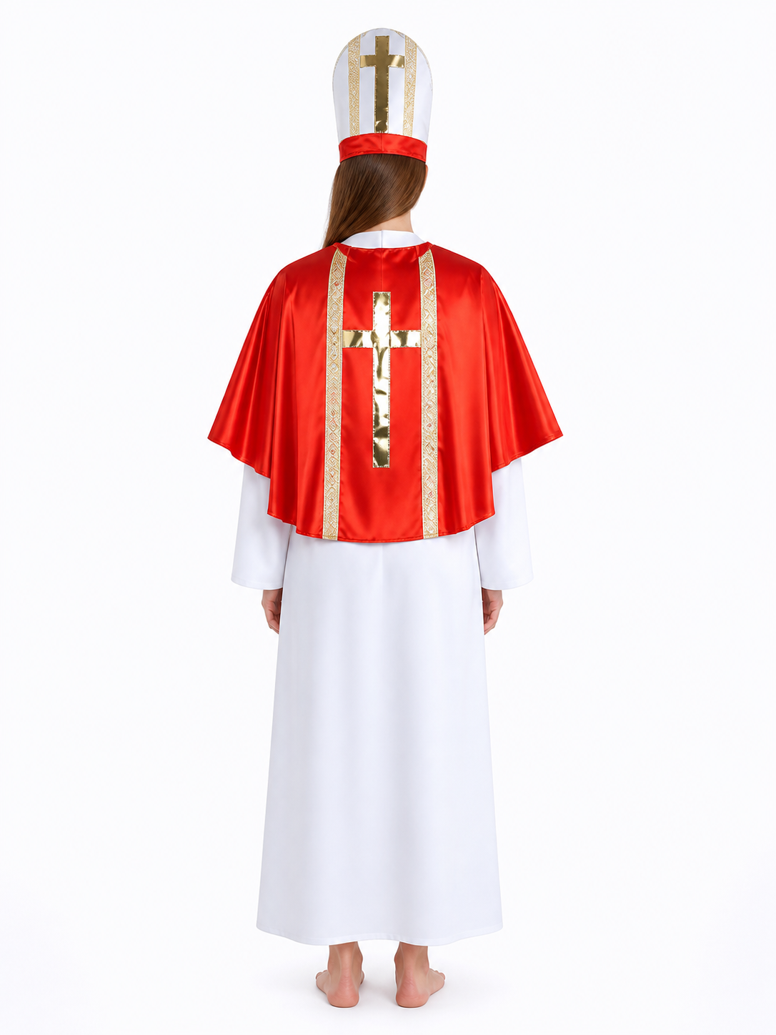 Priest Costume with Red Cape and Hat