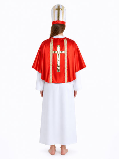 Priest Costume with Red Cape and Hat