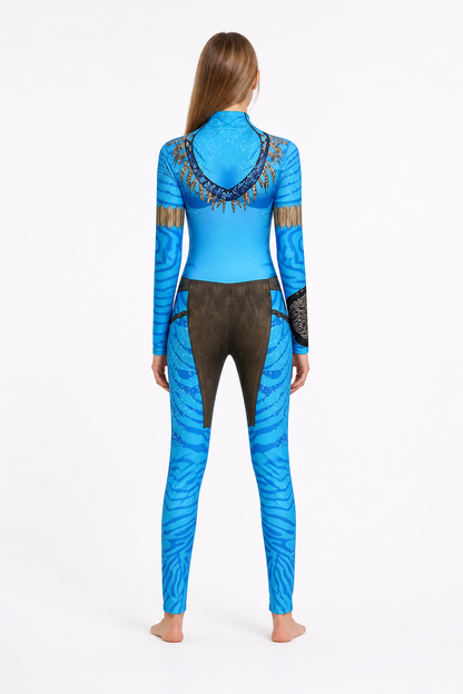 Avatar Cosplay Jumpsuit with Long Sleeves back view