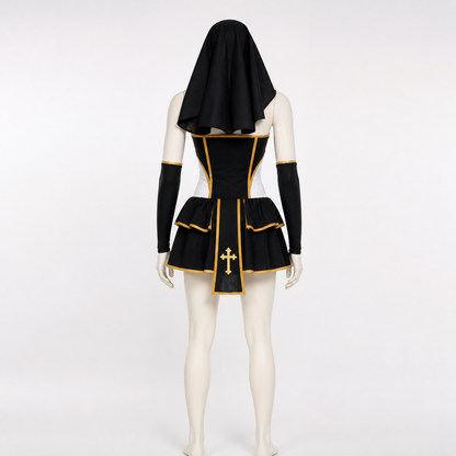 Clergyman Costume with Gold Cross back view