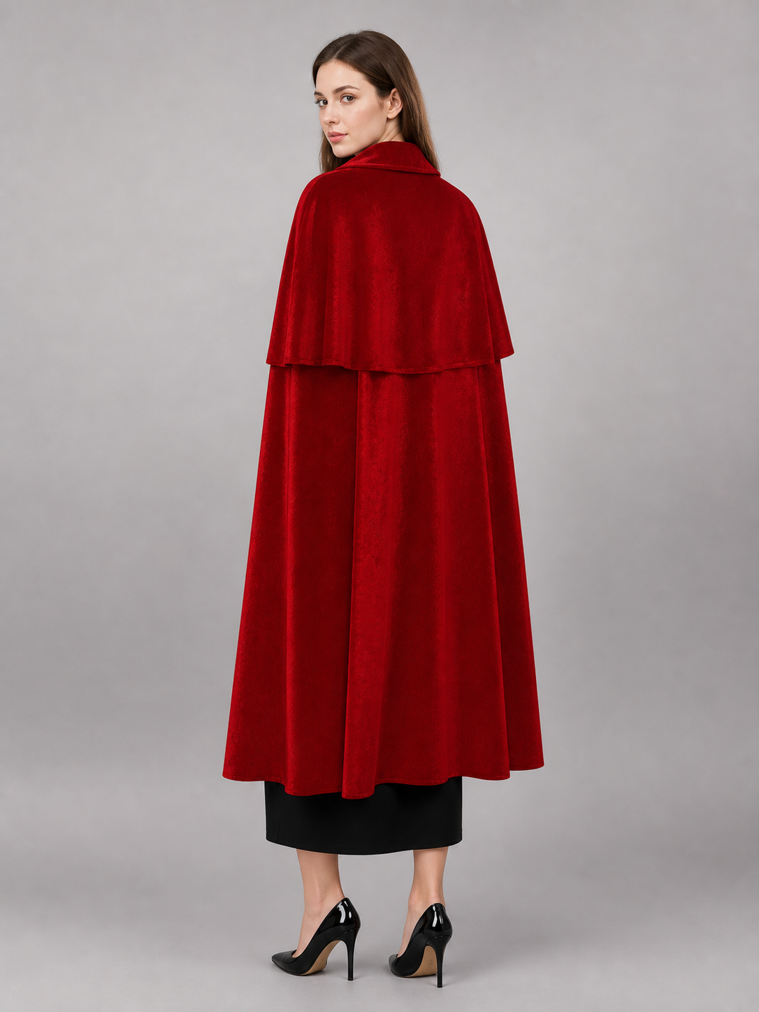 Long Red Medieval Carnival Cloak