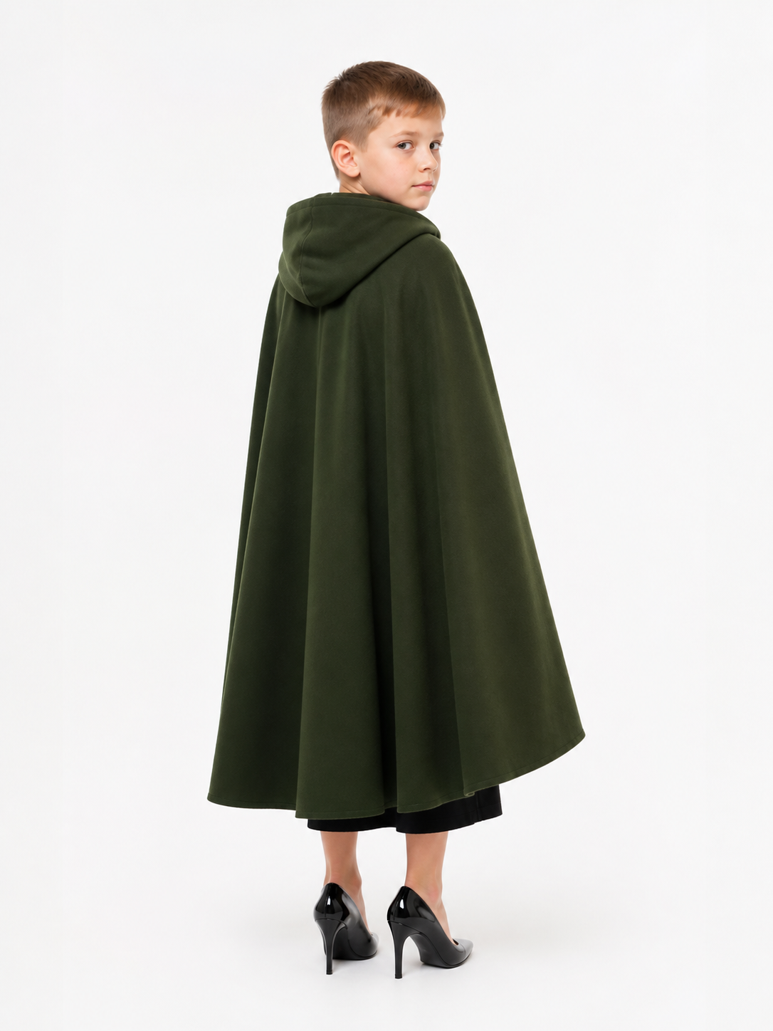 Green Hooded Costume Cloak, XL back view