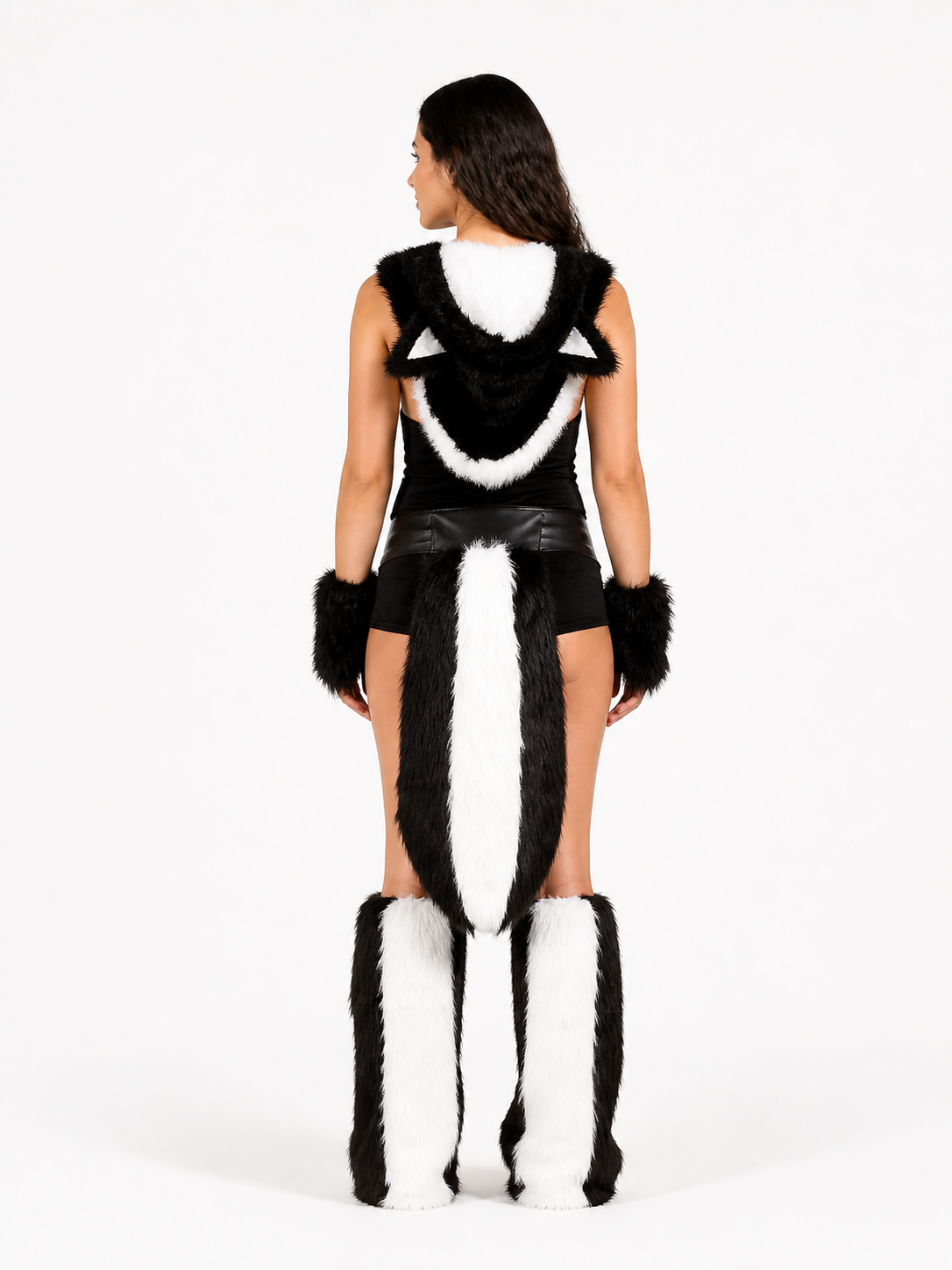 Black-and-White Animal Costume Set for Halloween back view