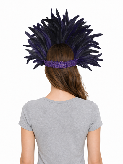 Carnival Feather Headpiece with Mask
