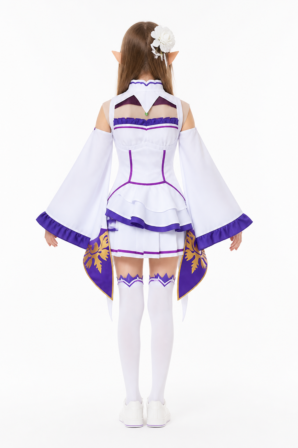 Halloween Costume with Wide Sleeves and Layered Skirt back view