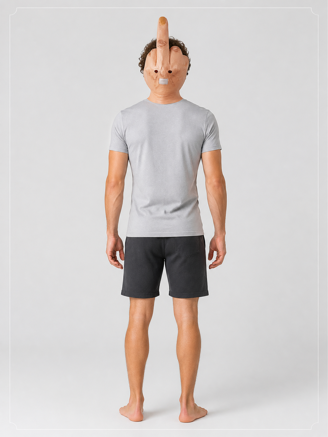 Flesh-Toned Carnival Mask with Middle Finger Gesture