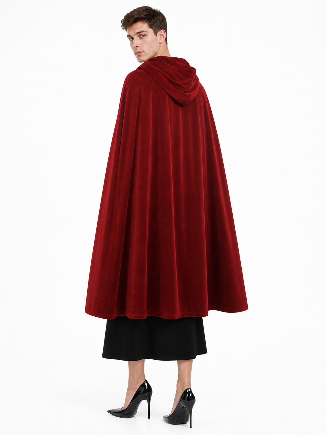 Burgundy Medieval Hooded Costume Cloak