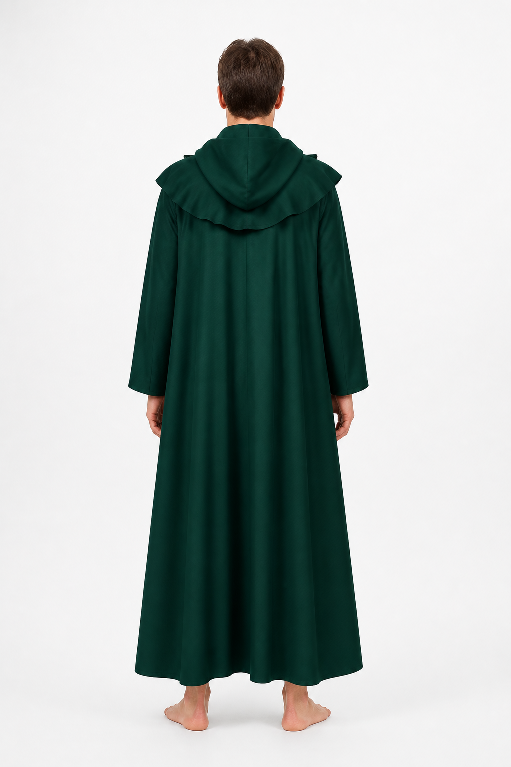 Long Green Gothic Hooded Cloak, S–XXL back view