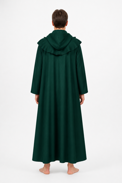 Long Green Gothic Hooded Cloak, S–XXL back view