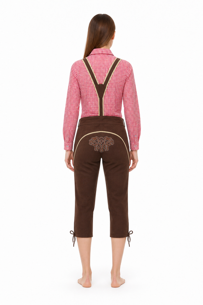 Bavarian Costume with Suspenders and Plaid Shirt back view