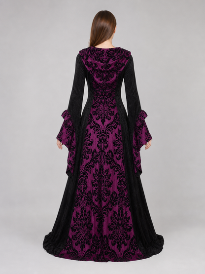 Gothic Hooded Dress with Full Skirt