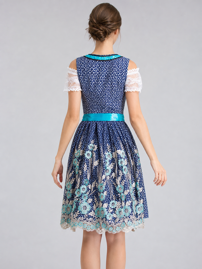 Embroidered Lace-Trimmed Ethnic-Style Dress back view