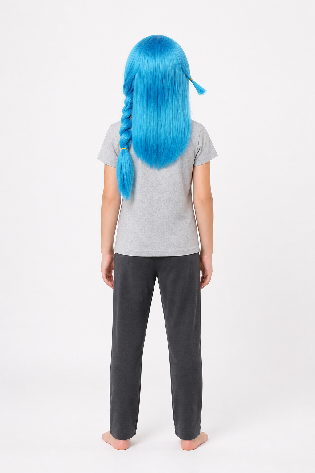 Blue Long Jinx Wig with Braids and Bangs