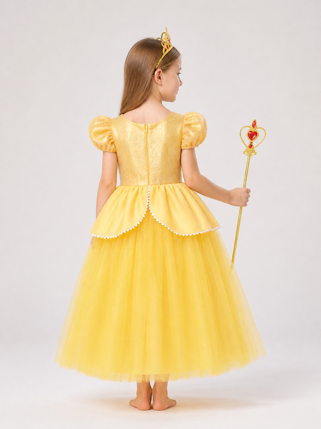 Princess Costume with Yellow Dress for Halloween back view