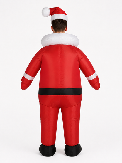 Inflatable Santa Claus Costume for Adults with Beard and Hat back view