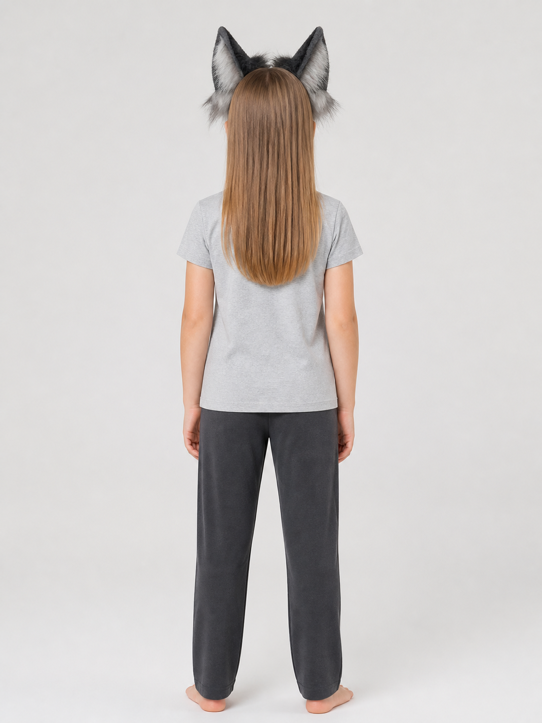 Gray and White Wolf Ears Carnival Headband back view