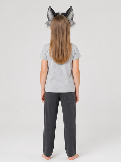 Gray and White Wolf Ears Carnival Headband back view
