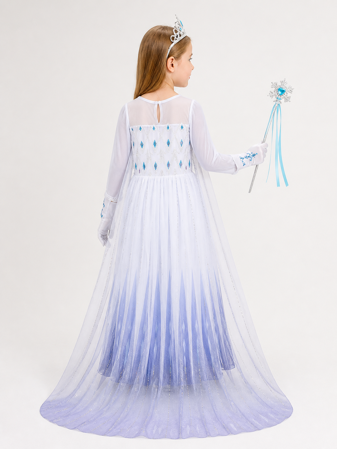 Snow Queen Costume with Crown and Wand