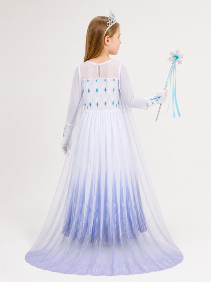 Snow Queen Costume with Crown and Wand