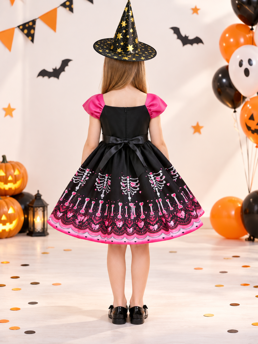 Kids' carnival dress with puffy skirt and hat