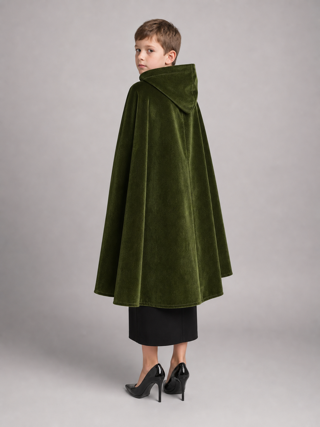 Dark Green Hooded Carnival Cloak