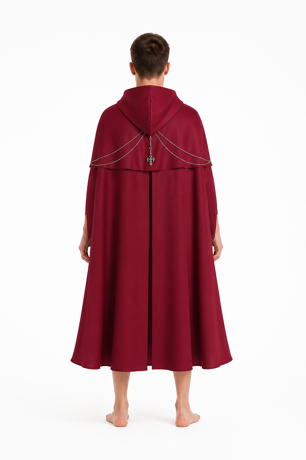 Long Hooded Cape with Chain for Halloween back view