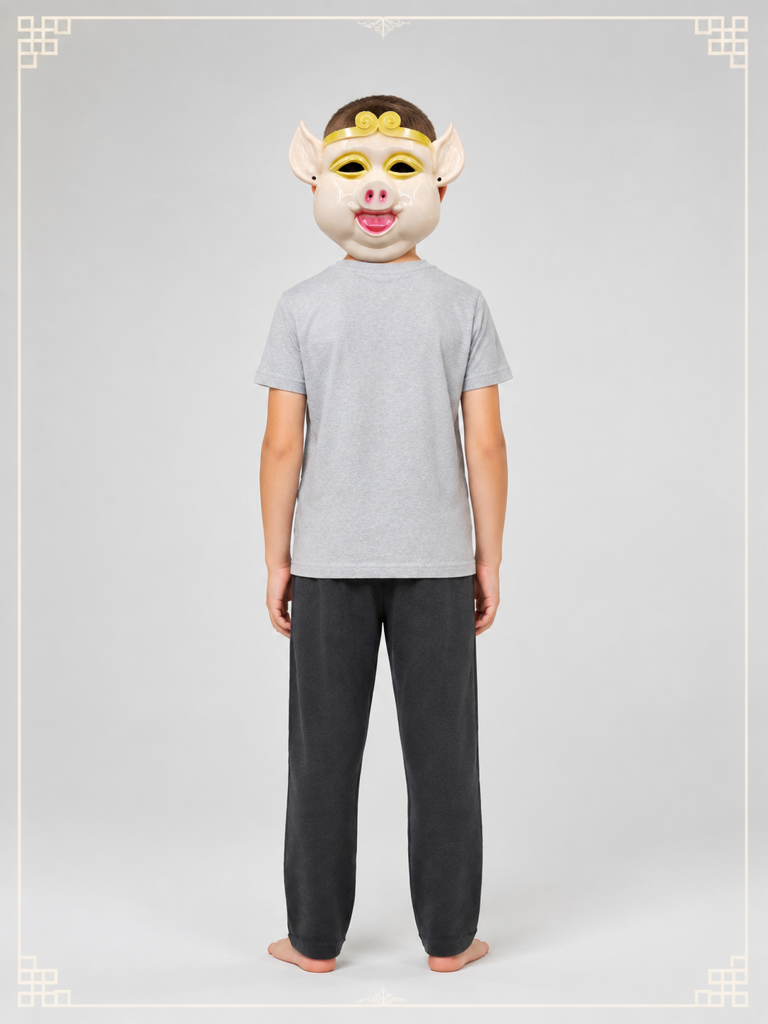 Carnival Pig Head Mask with Ears and Snout back view