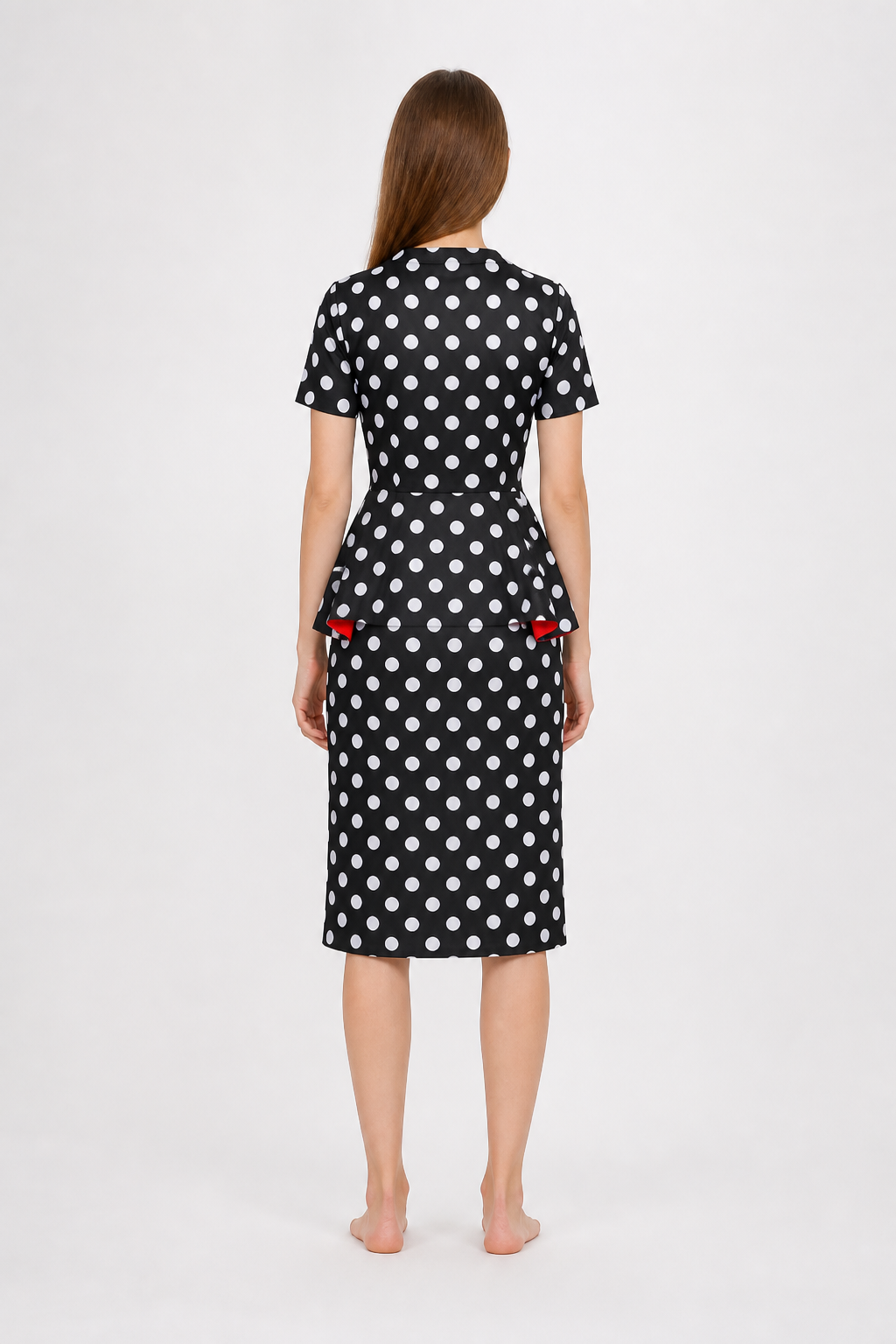 Cosplay Costume Set with Polka-Dot Top and Skirt back view
