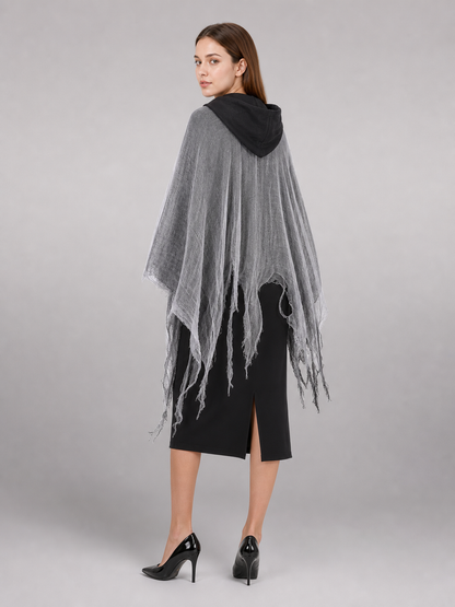 Gray-Black Carnival Cloak with Hood