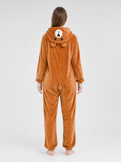 Plush Hooded Bear Kigurumi Jumpsuit
